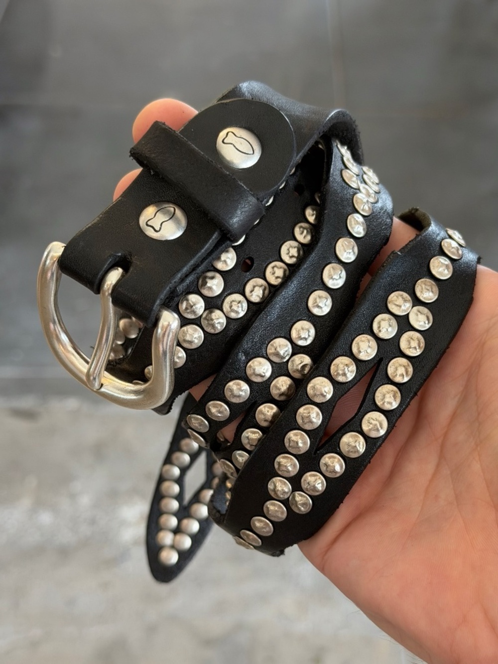 Campomaggi Leather Studded Belt in Black
